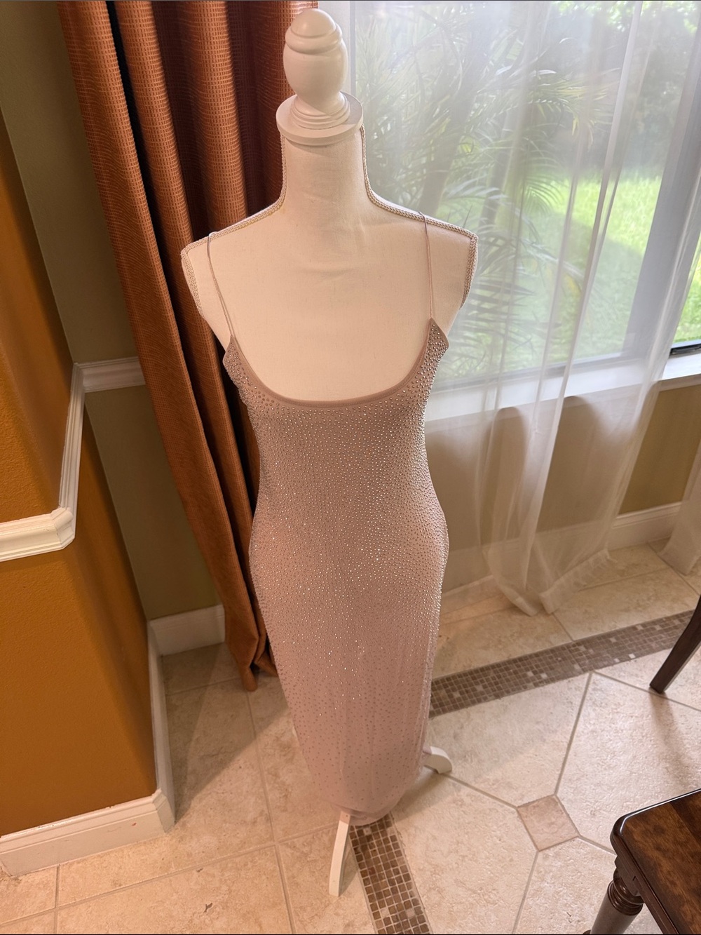 Zara Sparkle Slip Midi Dress in Blush